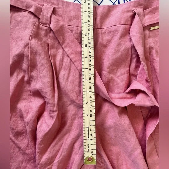 NWT MARC NEW YORK APRICOT LINEN BLEND BELTED SHORTS SZ MEDIUM - Picture 9 of 11